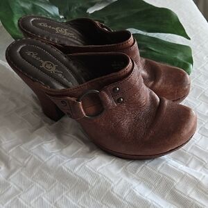 Born Crown Women's Brown Leather Clogs Comfort Casual Summer Shoes